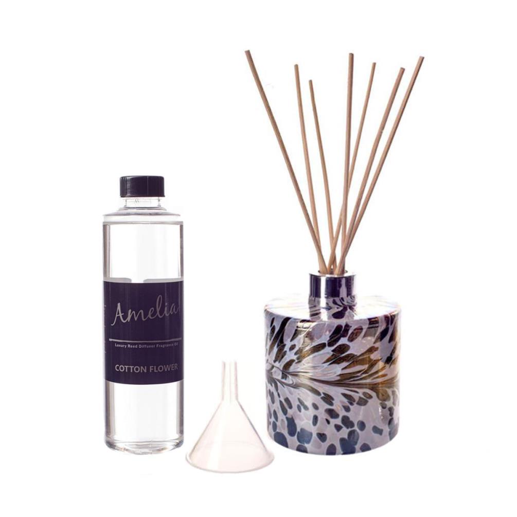 Amelia Art Glass Black, Grey & White Cylinder Reed Diffuser Gift Set  £35.99